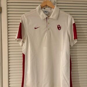 Nike Men's OU White Polo Shirt with Red Accents